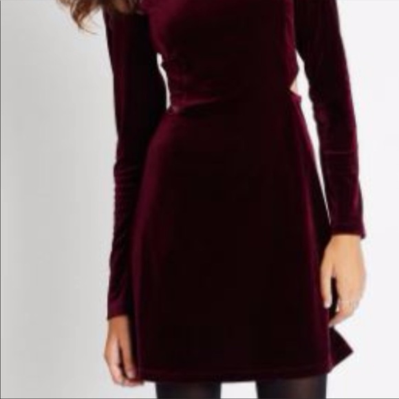 BCBG Velour Red Christmas Cutout Dress - Picture 2 of 4